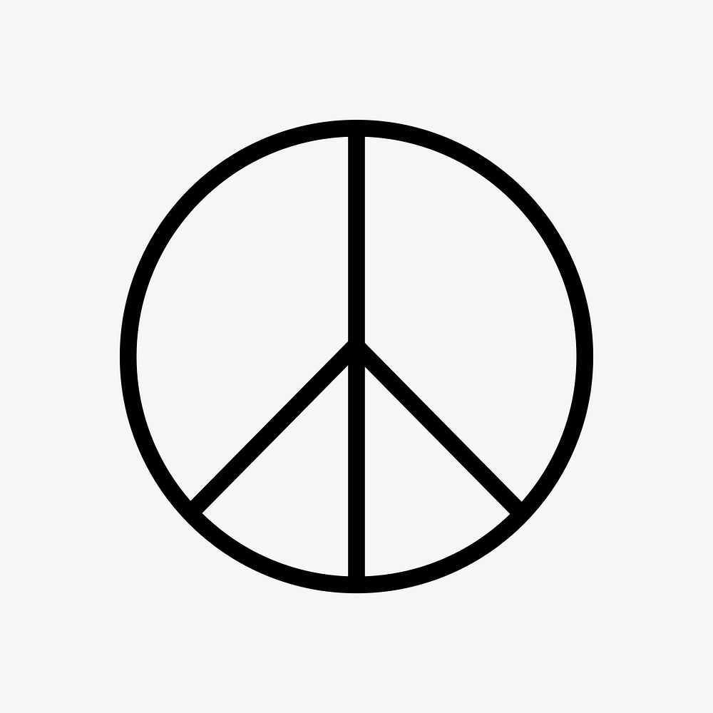 Peace symbol icon, line art illustration vector