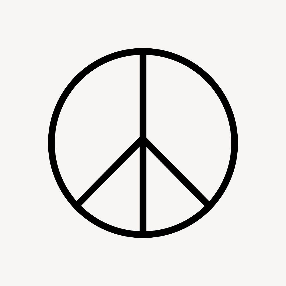 Peace symbol icon, line art illustration