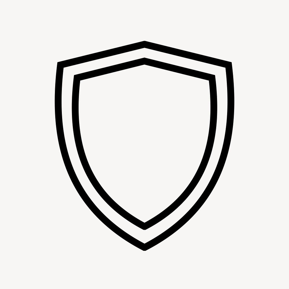 Shield, protection icon, line art illustration