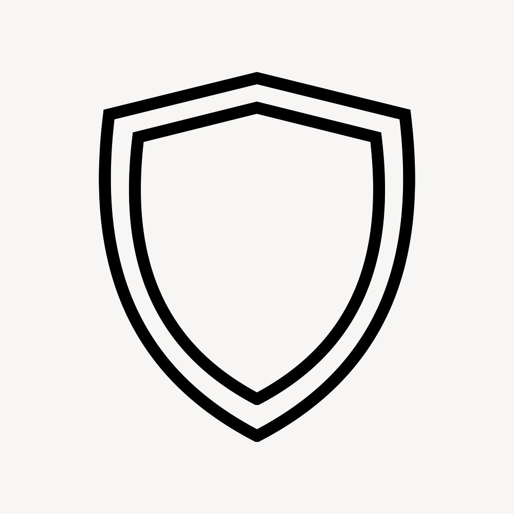 Shield, protection icon, line art illustration  psd