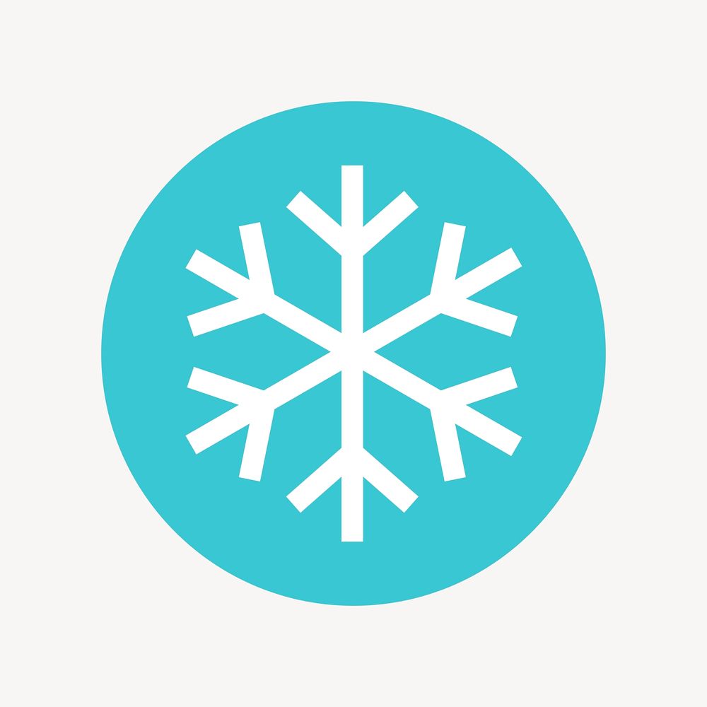 Snowflake icon badge, flat circle design