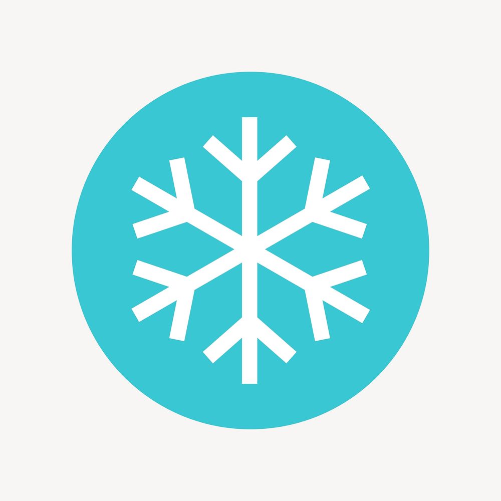 Snowflake icon badge, flat circle design vector