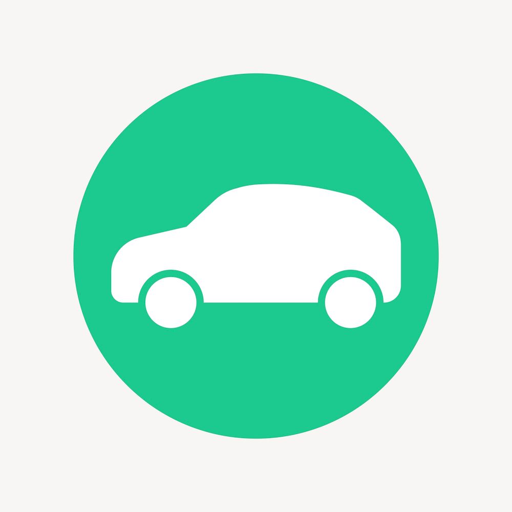 EV car icon badge, flat circle design vector