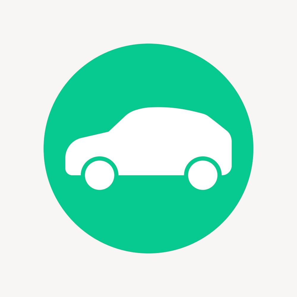 EV car icon badge, flat circle design  psd