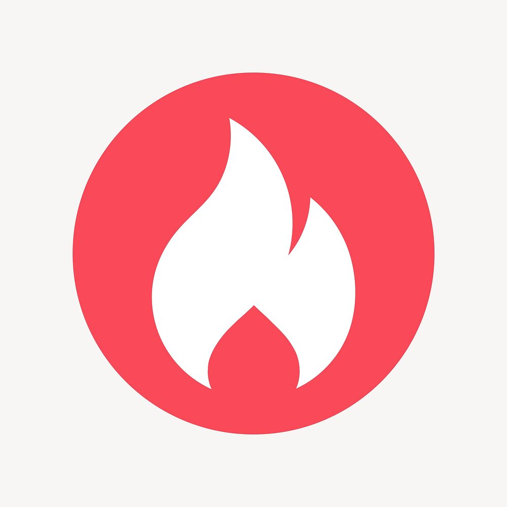 Flame icon badge, flat circle design vector