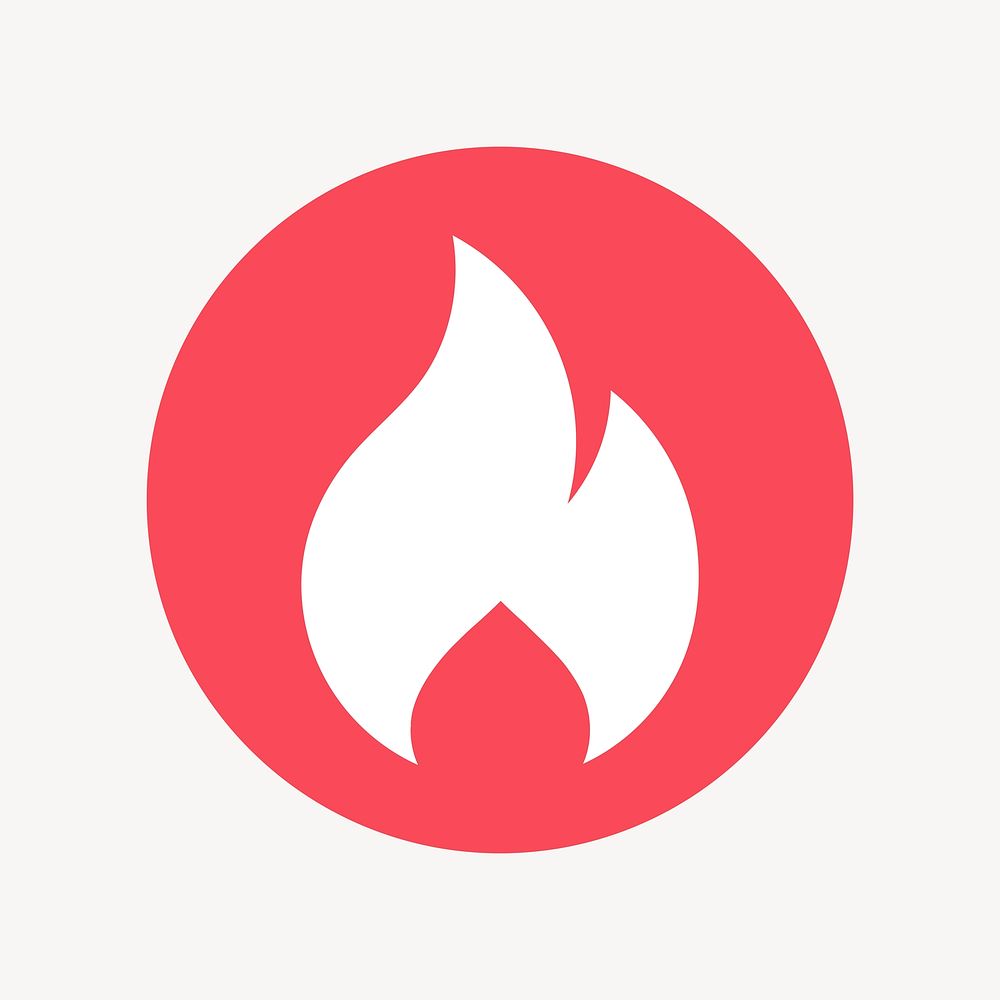Flame icon badge, flat circle design  psd