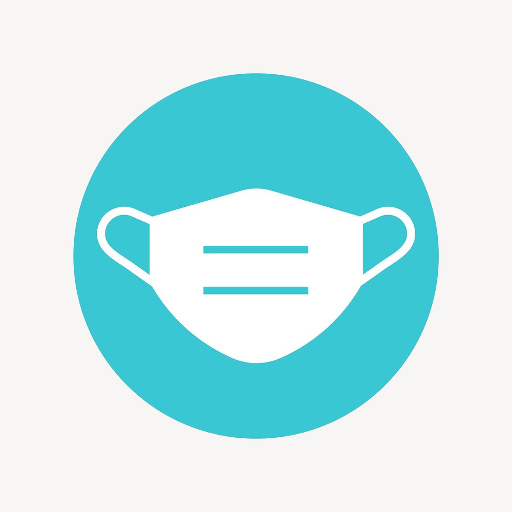 Face mask icon badge, flat circle design vector