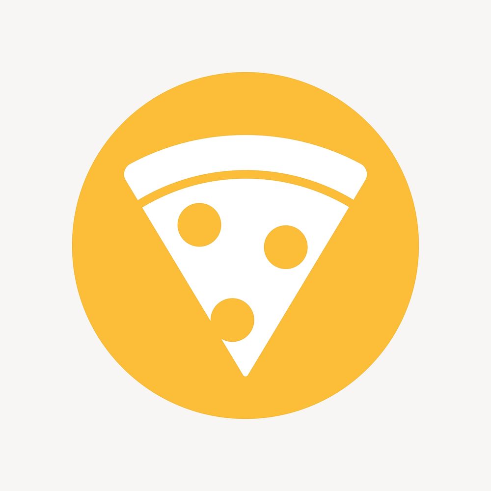 Pizza icon badge, flat circle design  psd