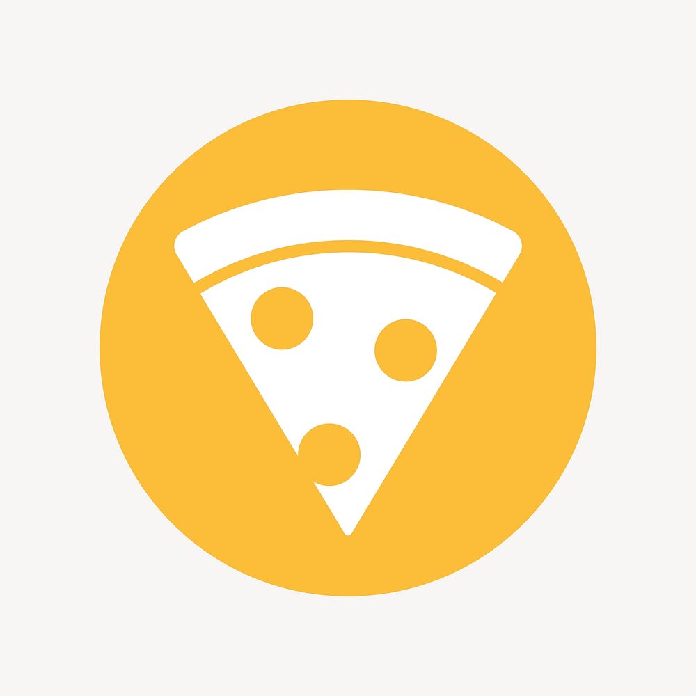 Pizza icon badge, flat circle design vector