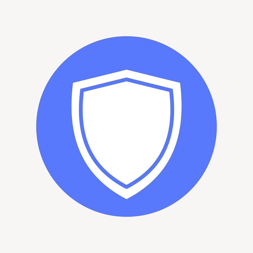 Shield, protection icon badge, flat circle design