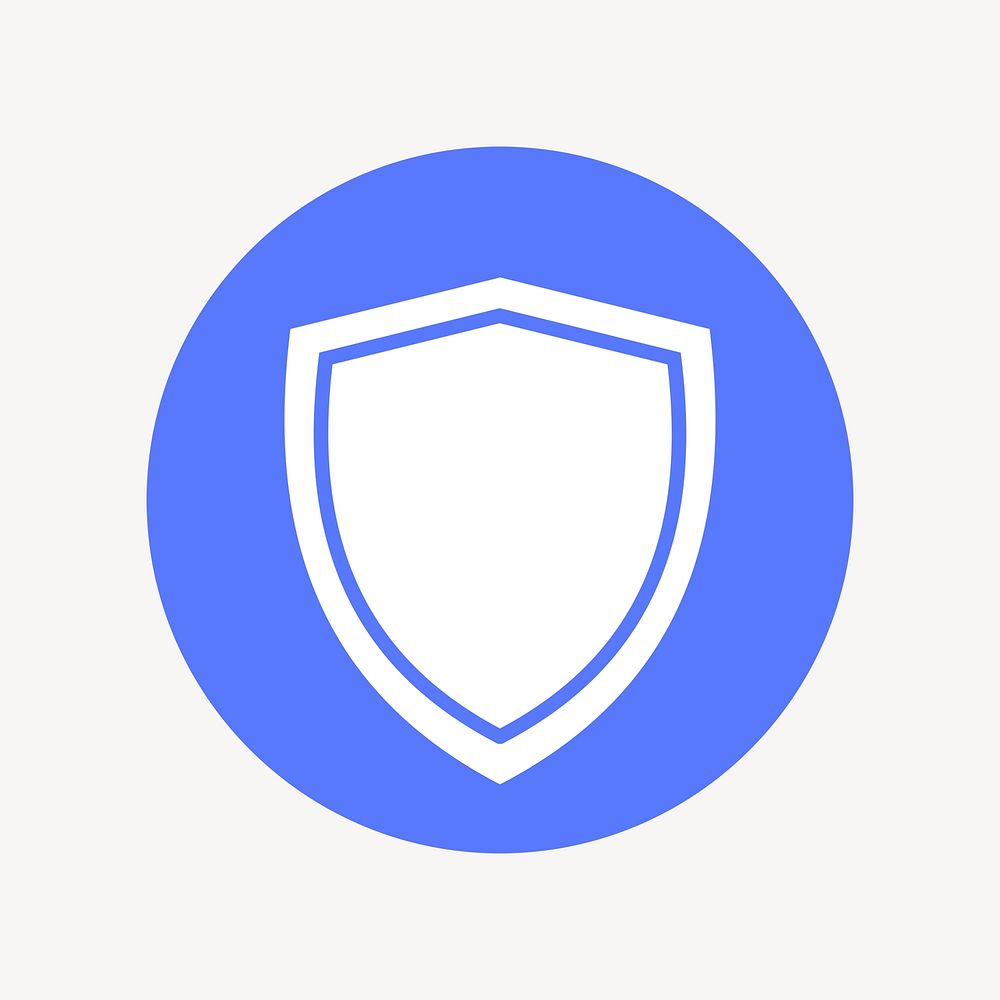 Shield, protection icon badge, flat circle design  psd