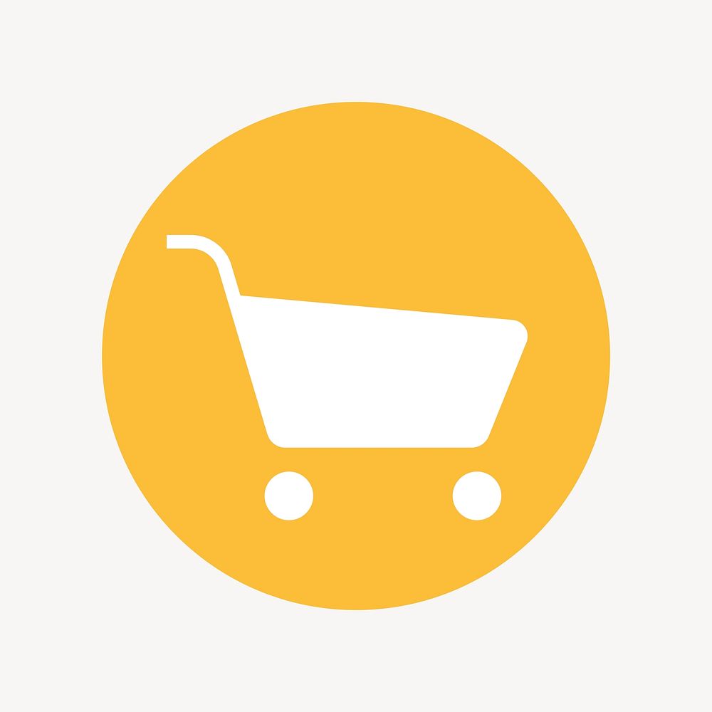 Shopping cart icon badge, flat circle design vector