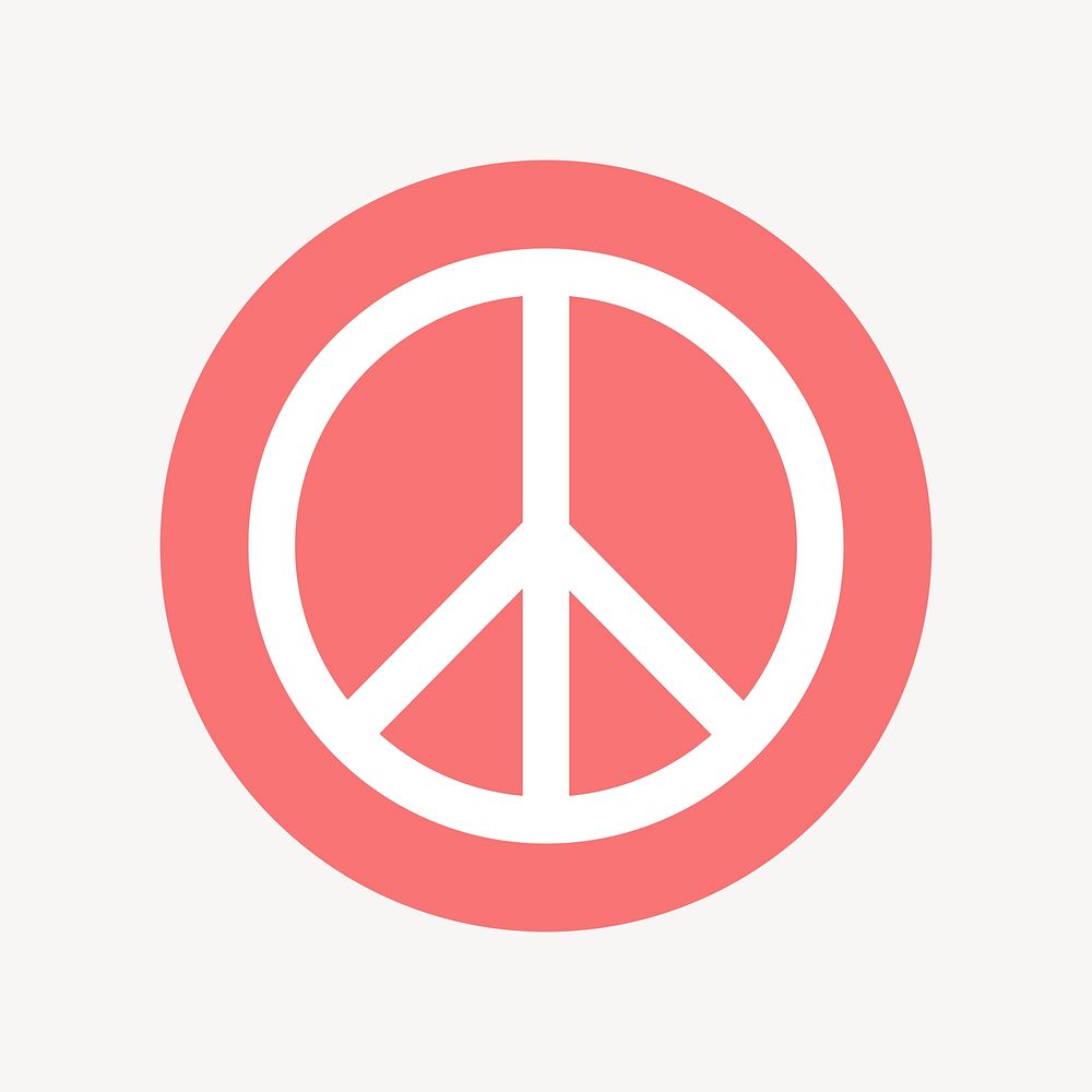 Peace symbol icon badge, flat circle design  psd