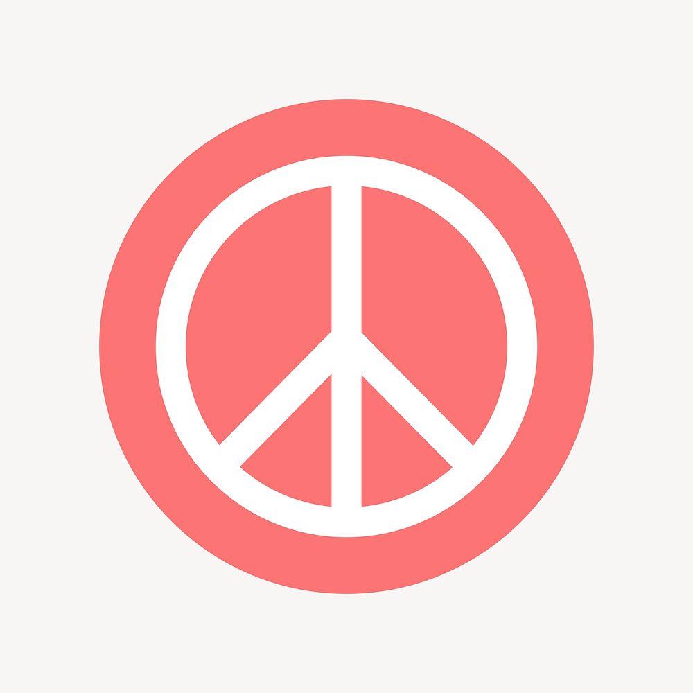 Peace symbol icon badge, flat circle design vector