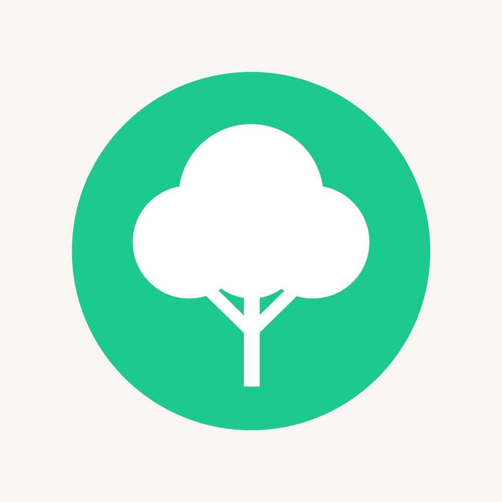 Tree, environment icon badge, flat circle design vector