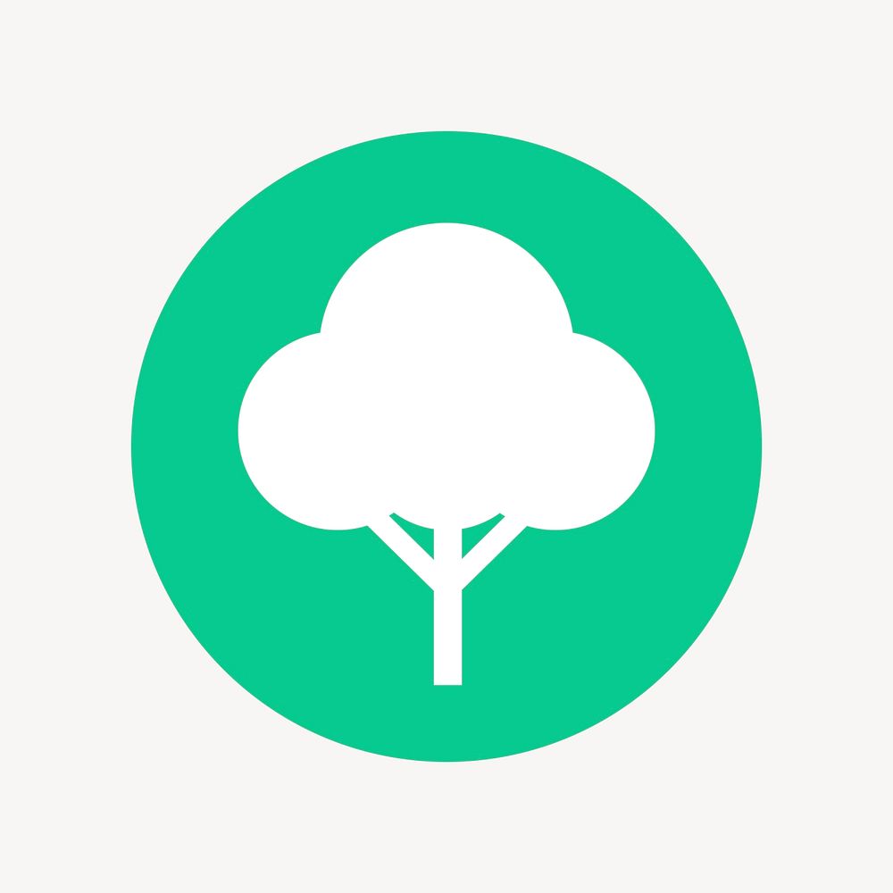 Tree, environment icon badge, flat circle design  psd