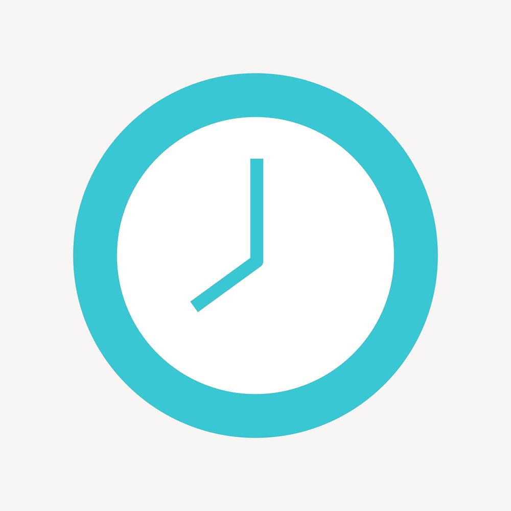Clock icon badge, flat circle design vector