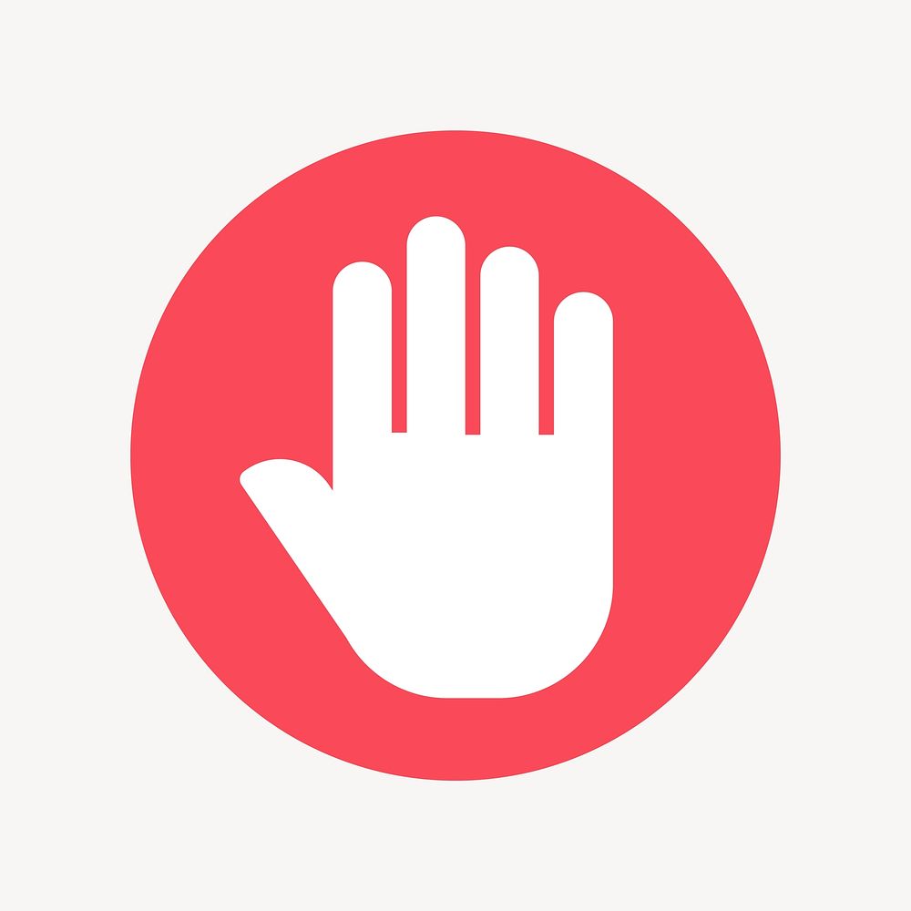 Hand icon badge, flat circle design vector