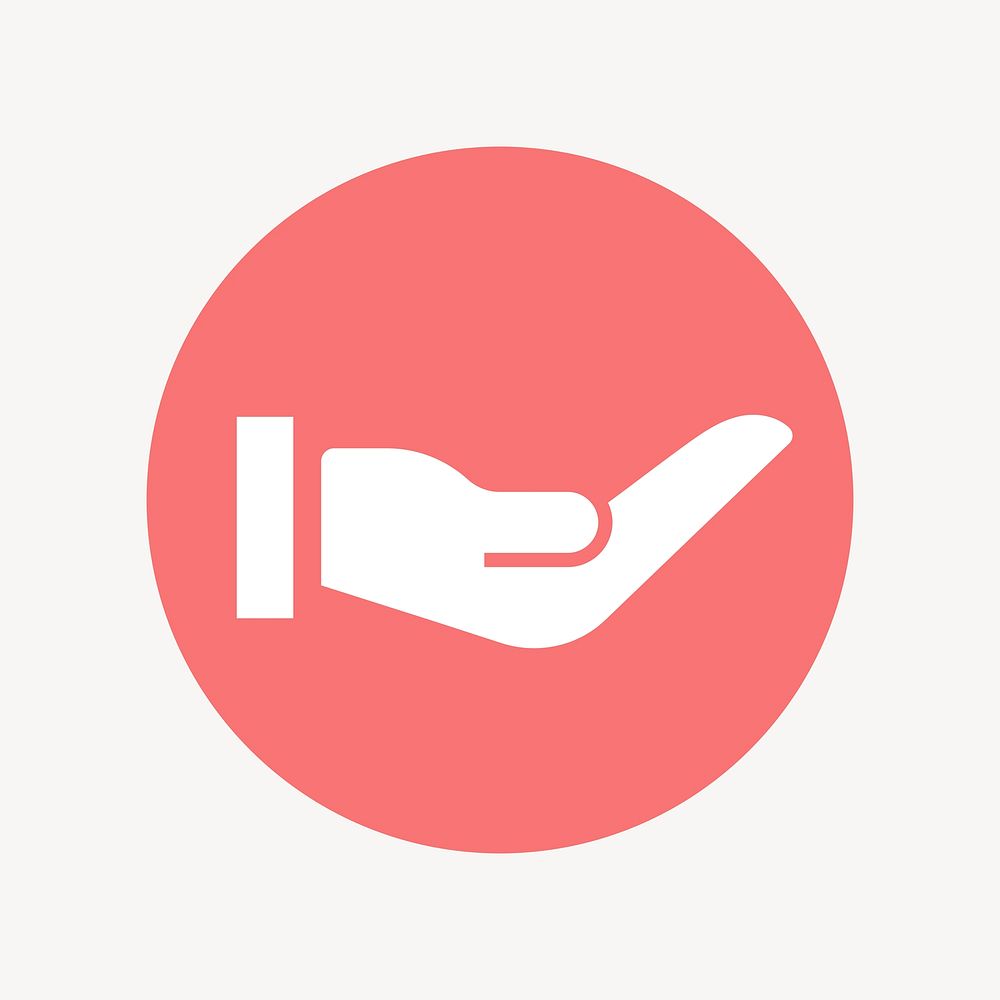 Cupping hand icon badge, flat circle design  psd