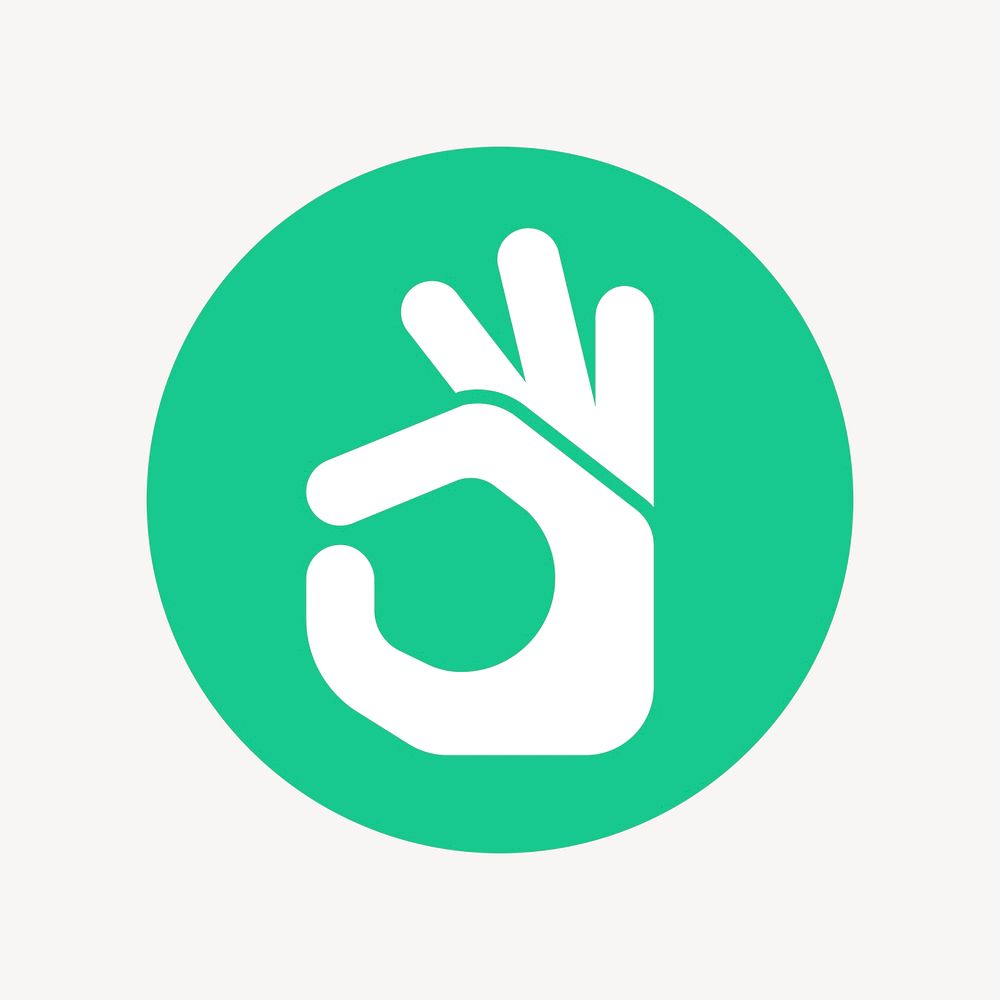 Okay hand icon badge, flat | Free PSD - rawpixel