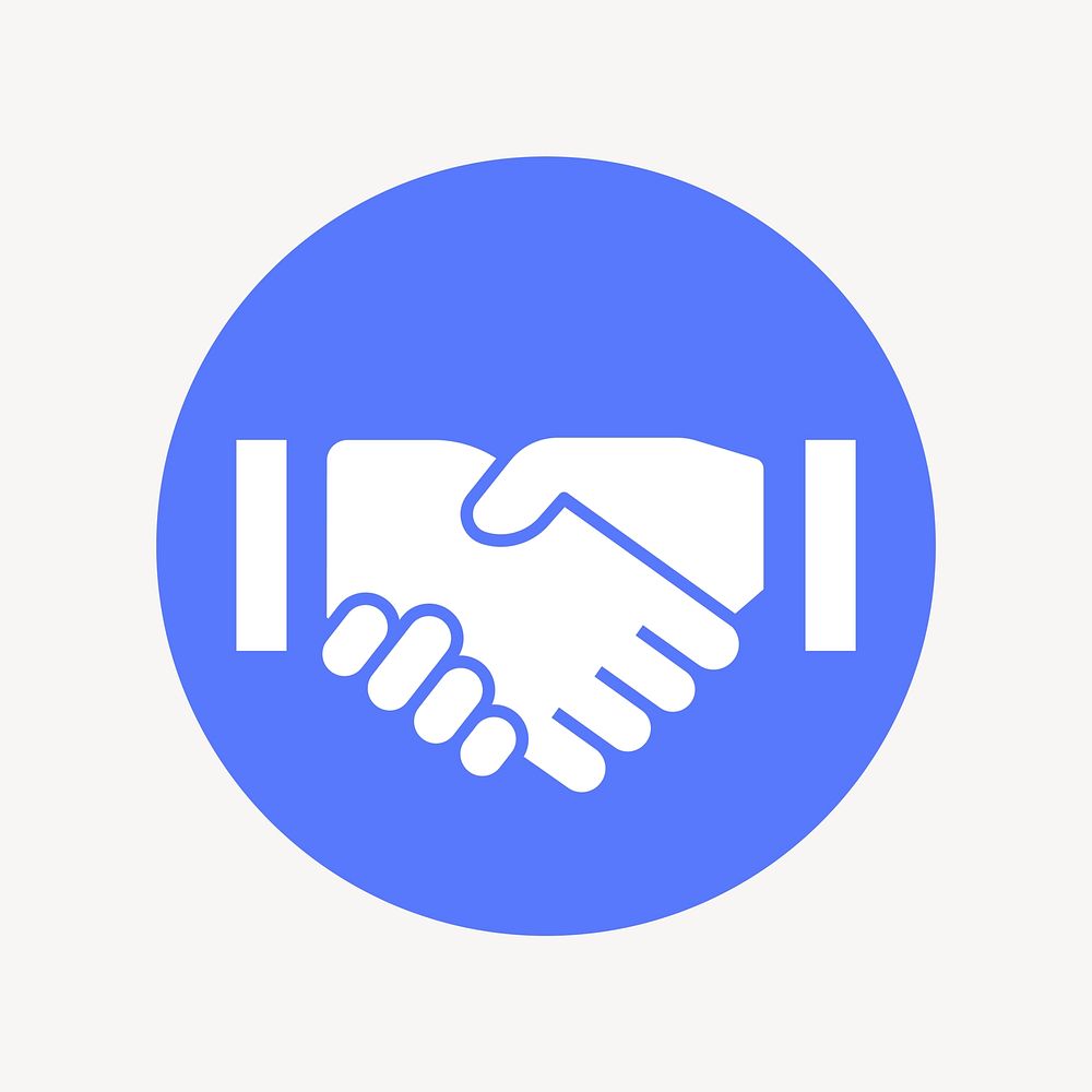 Business handshake icon badge, flat circle design vector