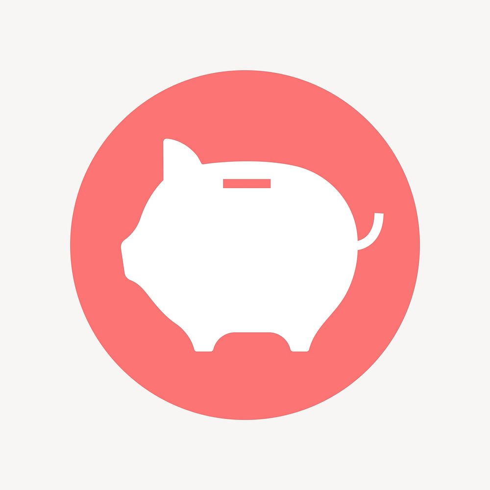 Piggy bank icon badge, flat circle design vector