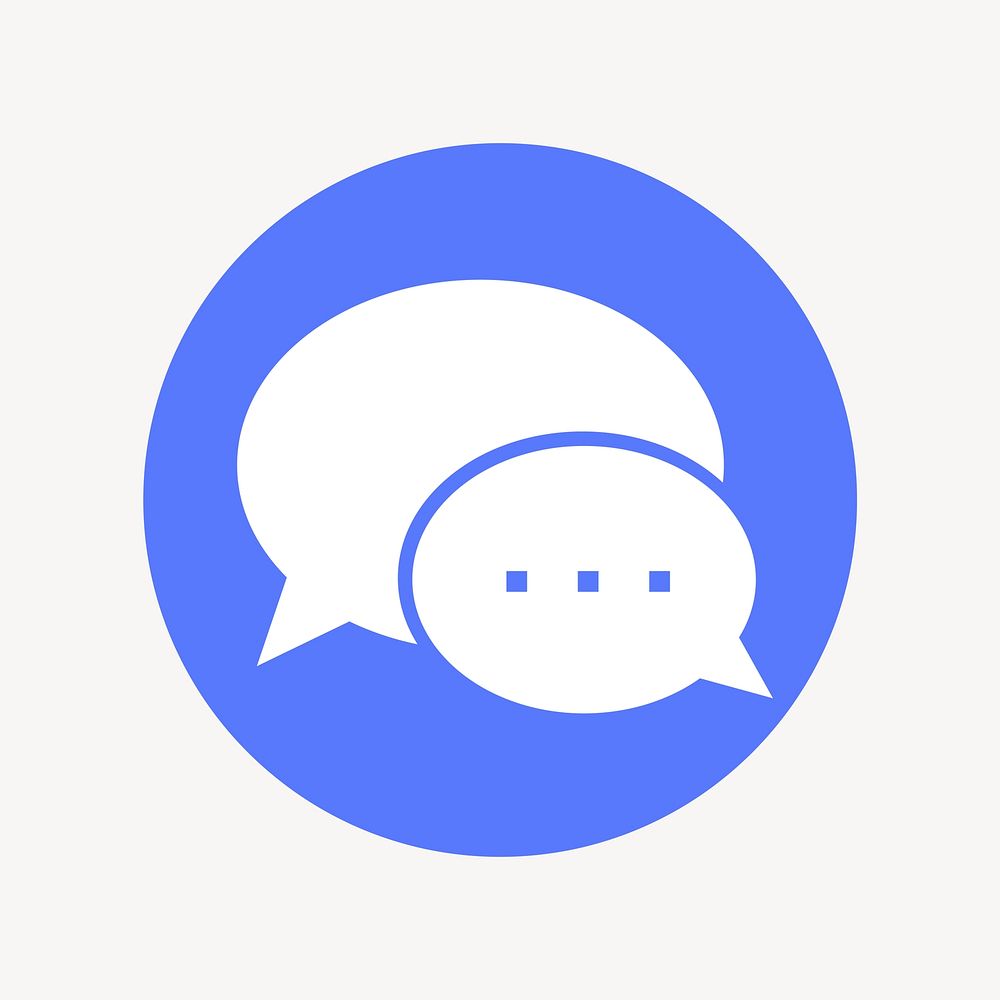 Speech bubble icon badge, flat circle design vector