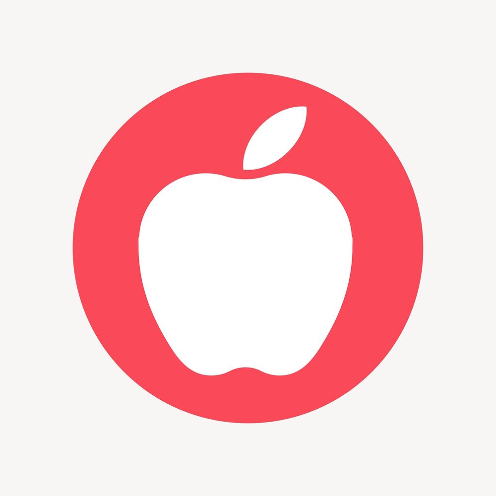 Apple icon badge, flat circle design  psd