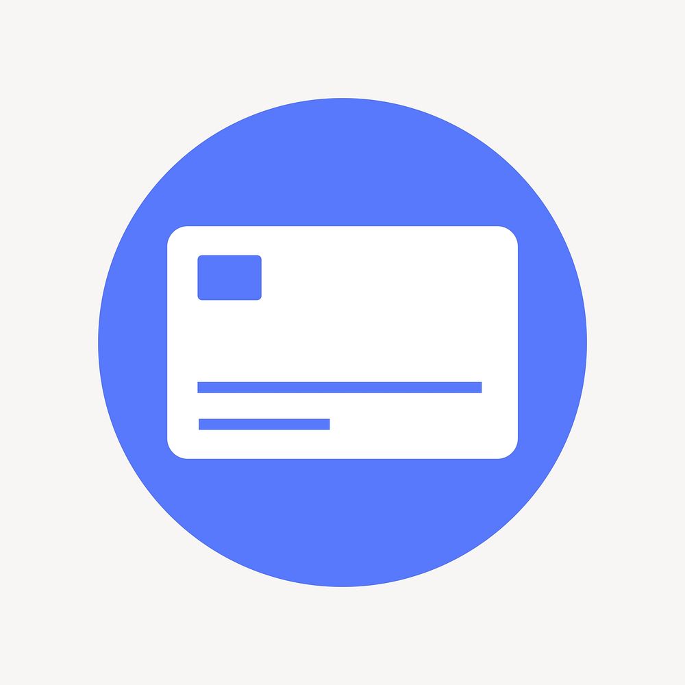 Credit card icon badge, flat circle design vector