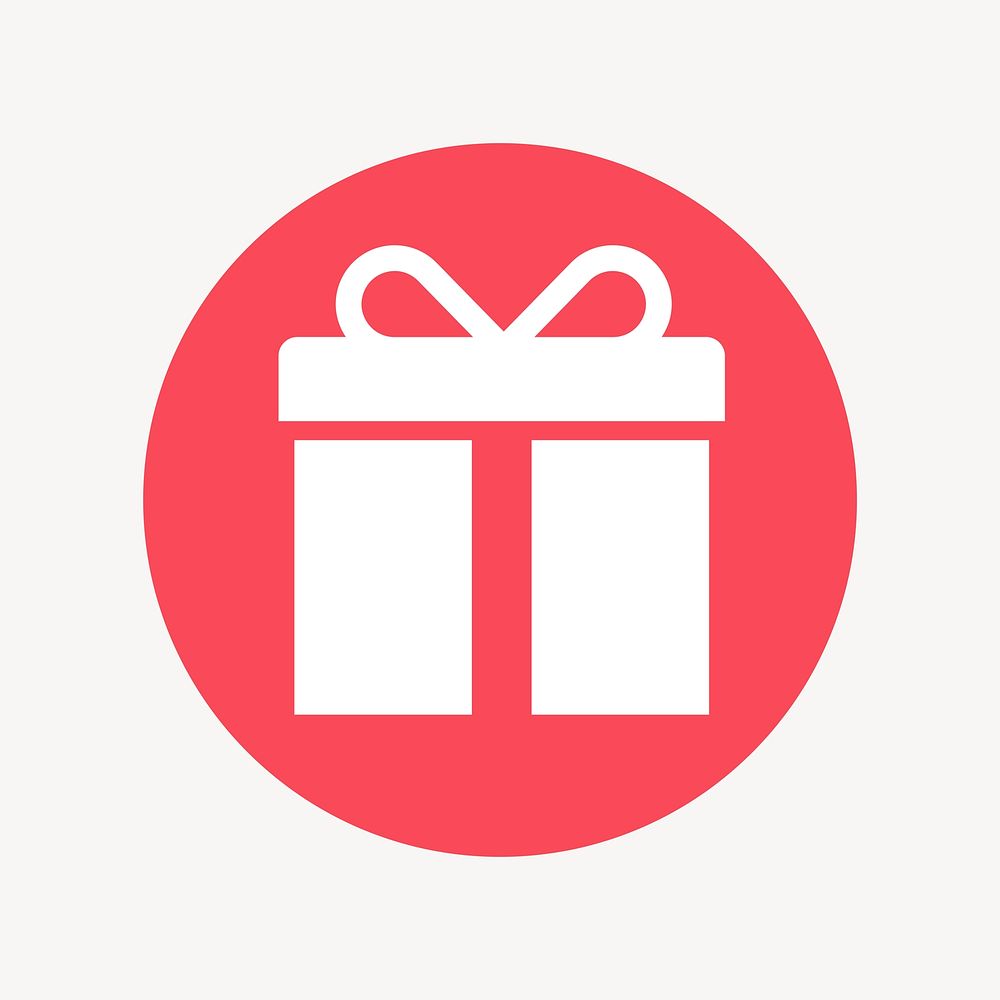 Gift box, reward icon badge, flat circle design vector