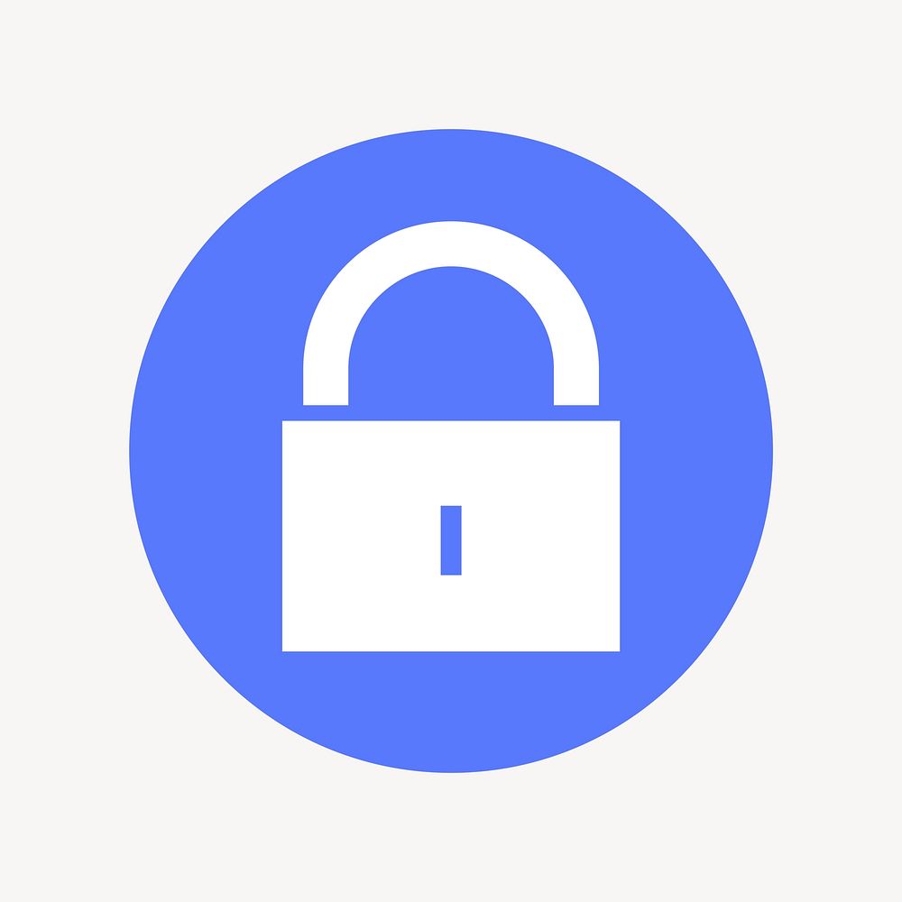Lock, privacy icon badge, flat circle design