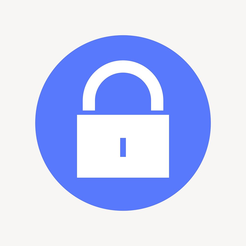 Lock, privacy icon badge, flat circle design vector