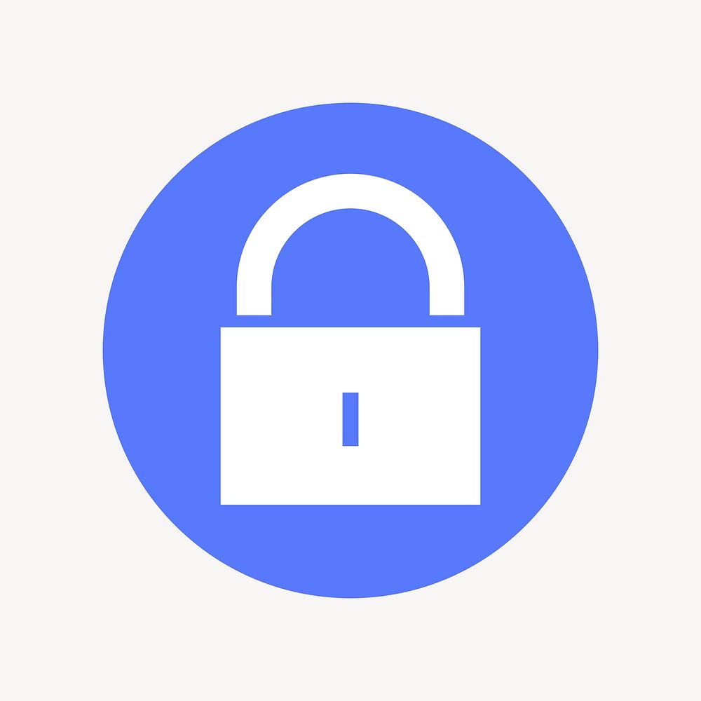 Lock, privacy icon badge, flat circle design  psd
