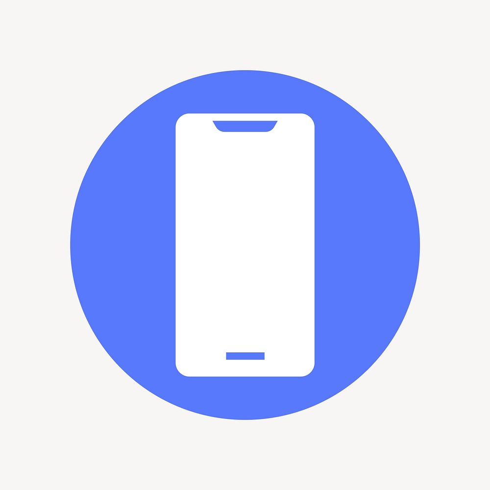 Smartphone icon badge, flat circle design vector