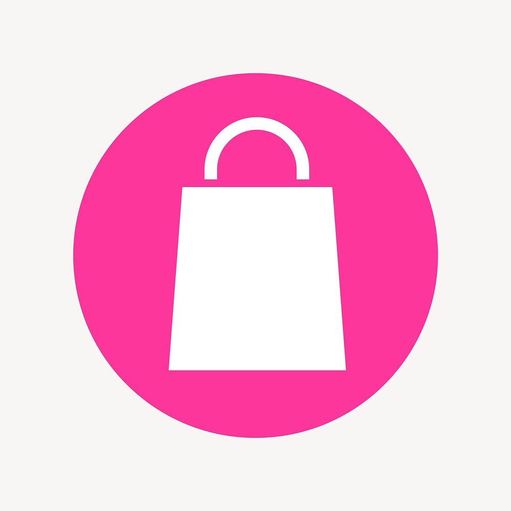 Shopping bag icon badge, flat circle design vector