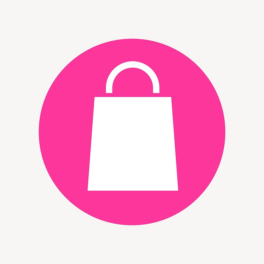 Shopping bag icon badge, flat circle design  psd