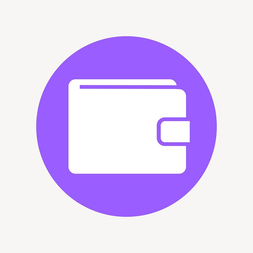 Wallet payment icon badge, flat circle design