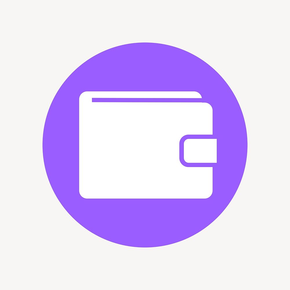 Wallet payment icon badge, flat circle design  psd
