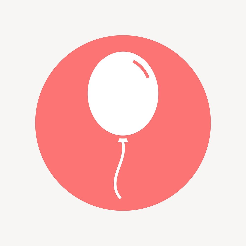 Floating balloon icon badge, flat circle design