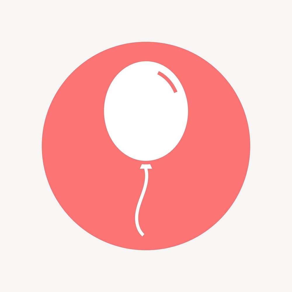 Floating balloon icon badge, flat circle design vector