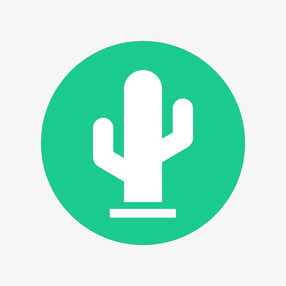 Cactus icon badge, flat circle | Free Icons - rawpixel