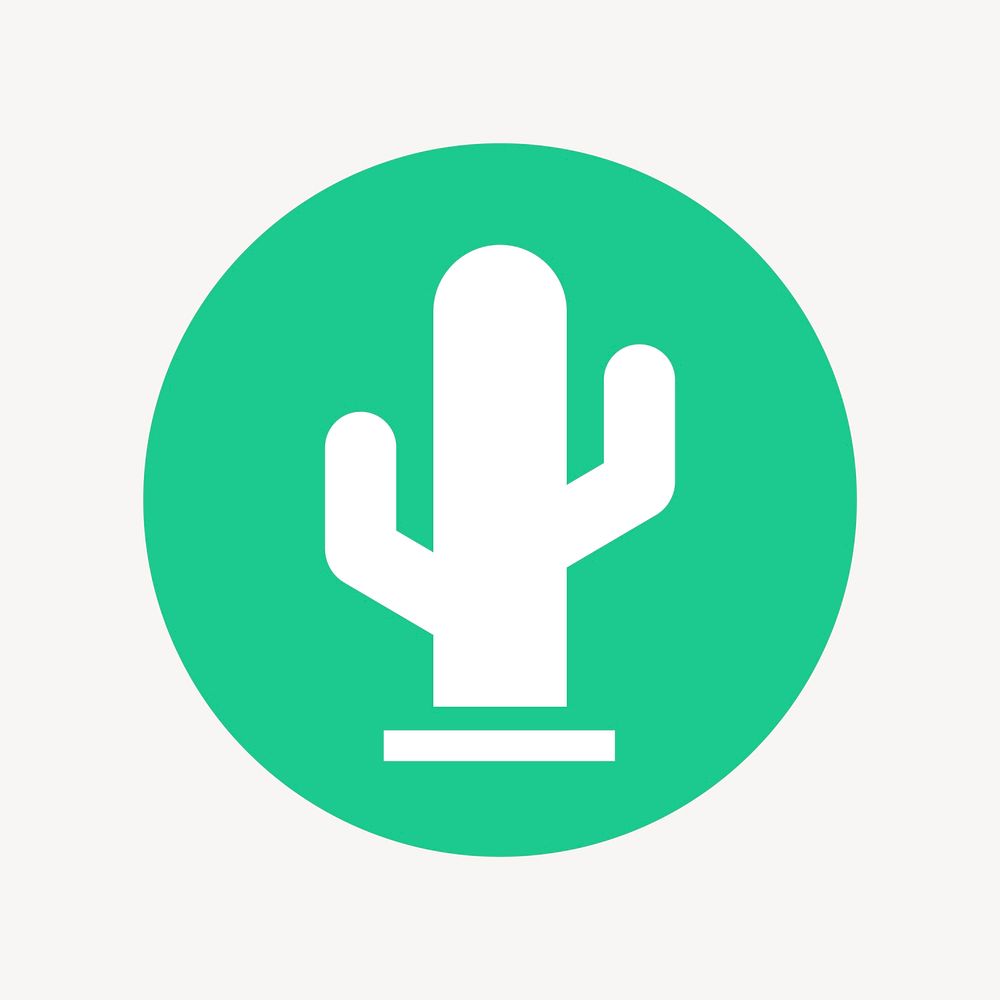 Cactus icon badge, flat circle design vector