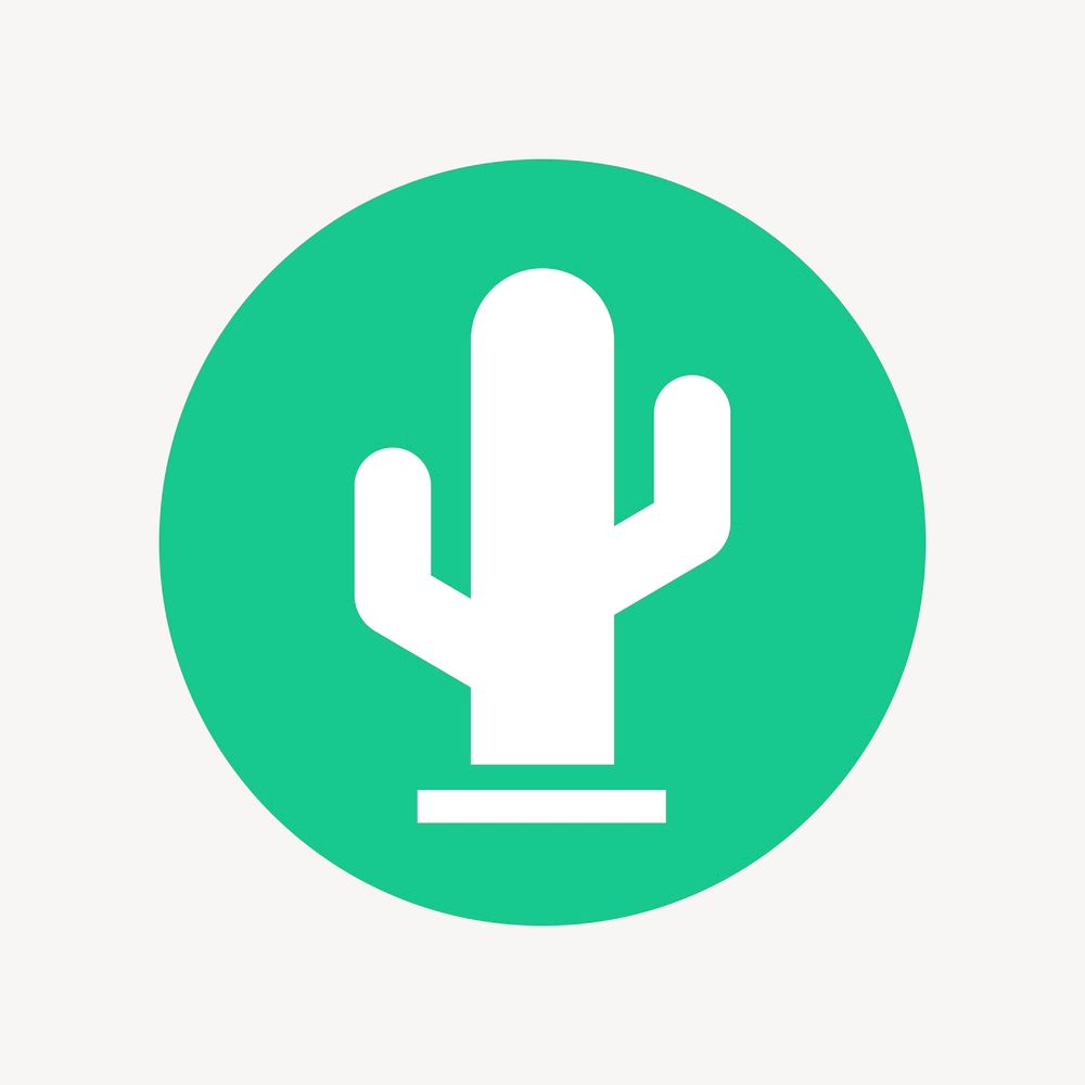 Cactus icon badge, flat circle design  psd