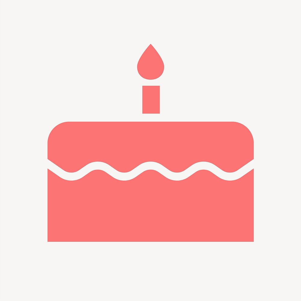 Birthday cake icon, pink flat design vector