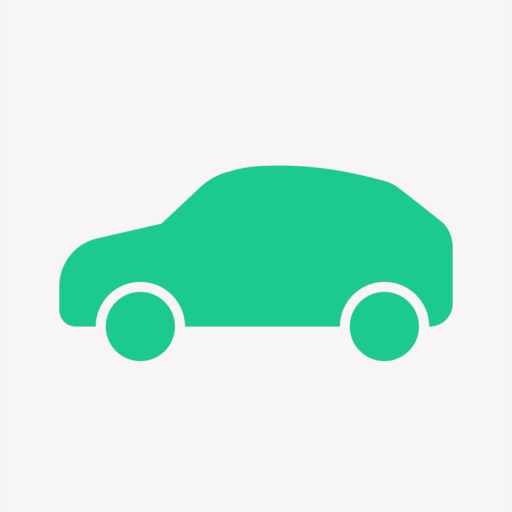 EV car icon, green flat design vector