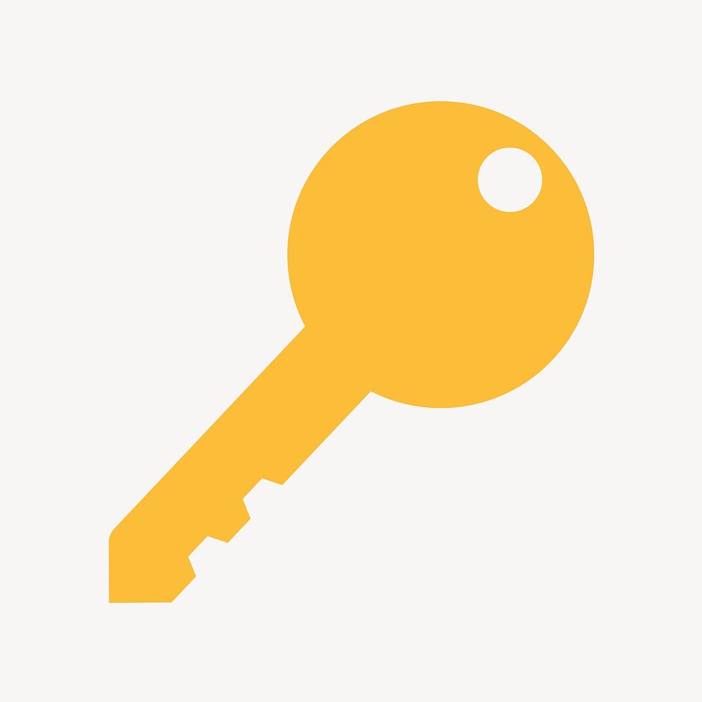 Key, safety icon, yellow flat design  psd