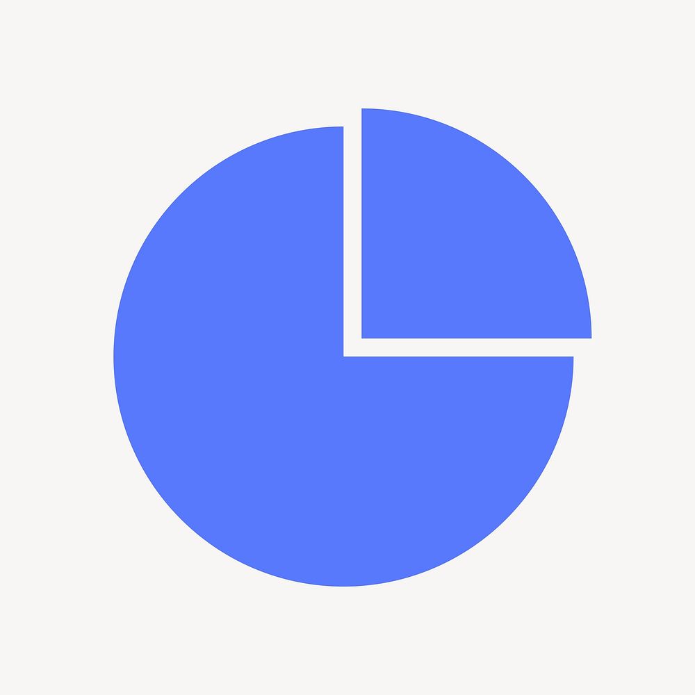 Pie chart icon, blue flat design vector