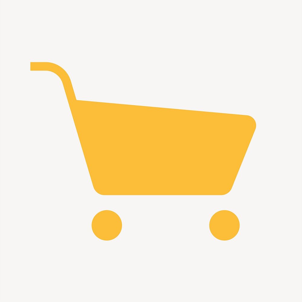 Shopping cart icon, yellow flat design