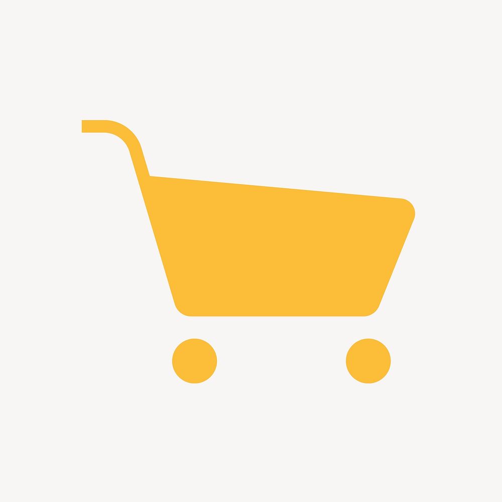 Shopping cart icon, yellow flat design  psd