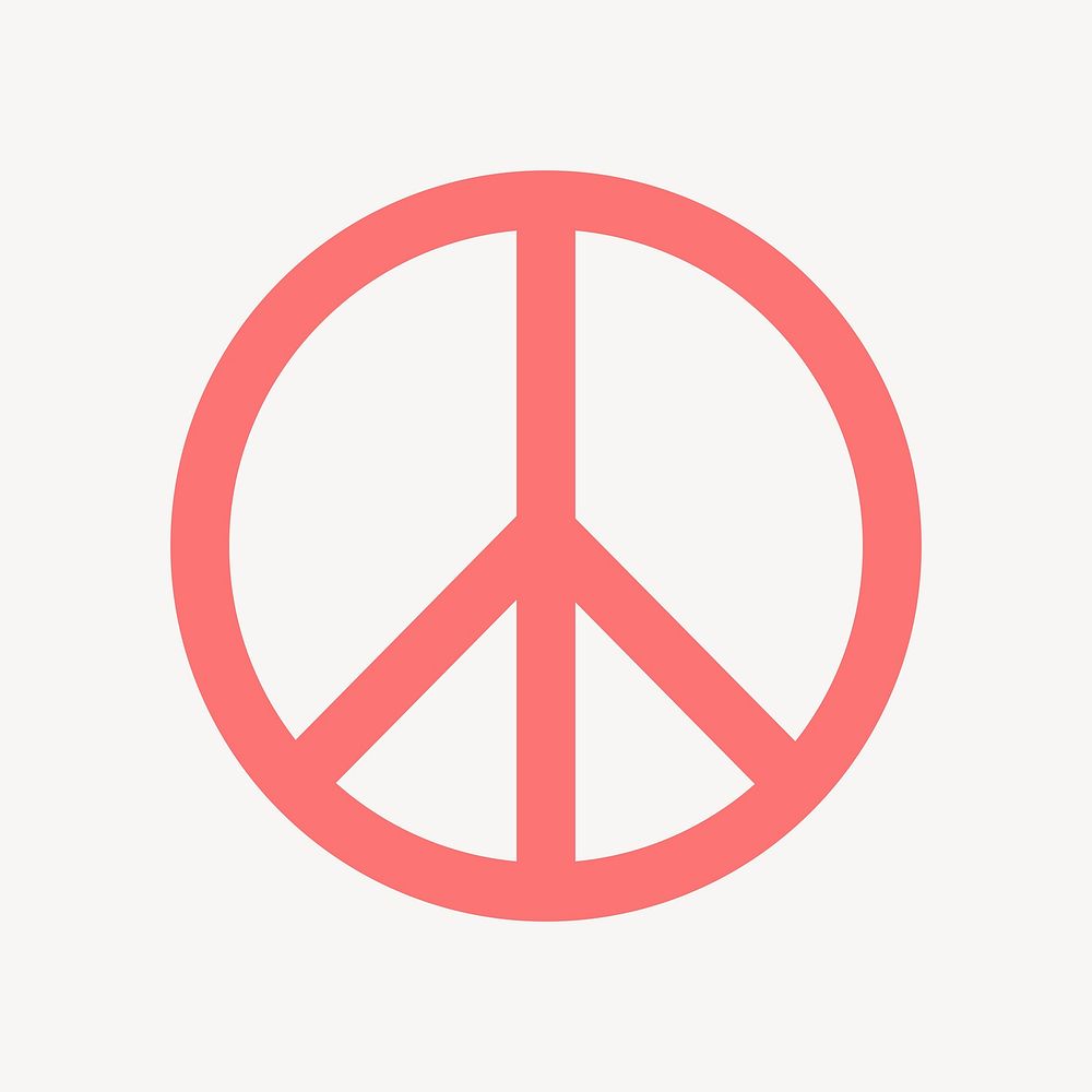 Peace symbol icon, pink flat design